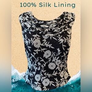 💟 Elegant Black and White Floral Beaded Blouse